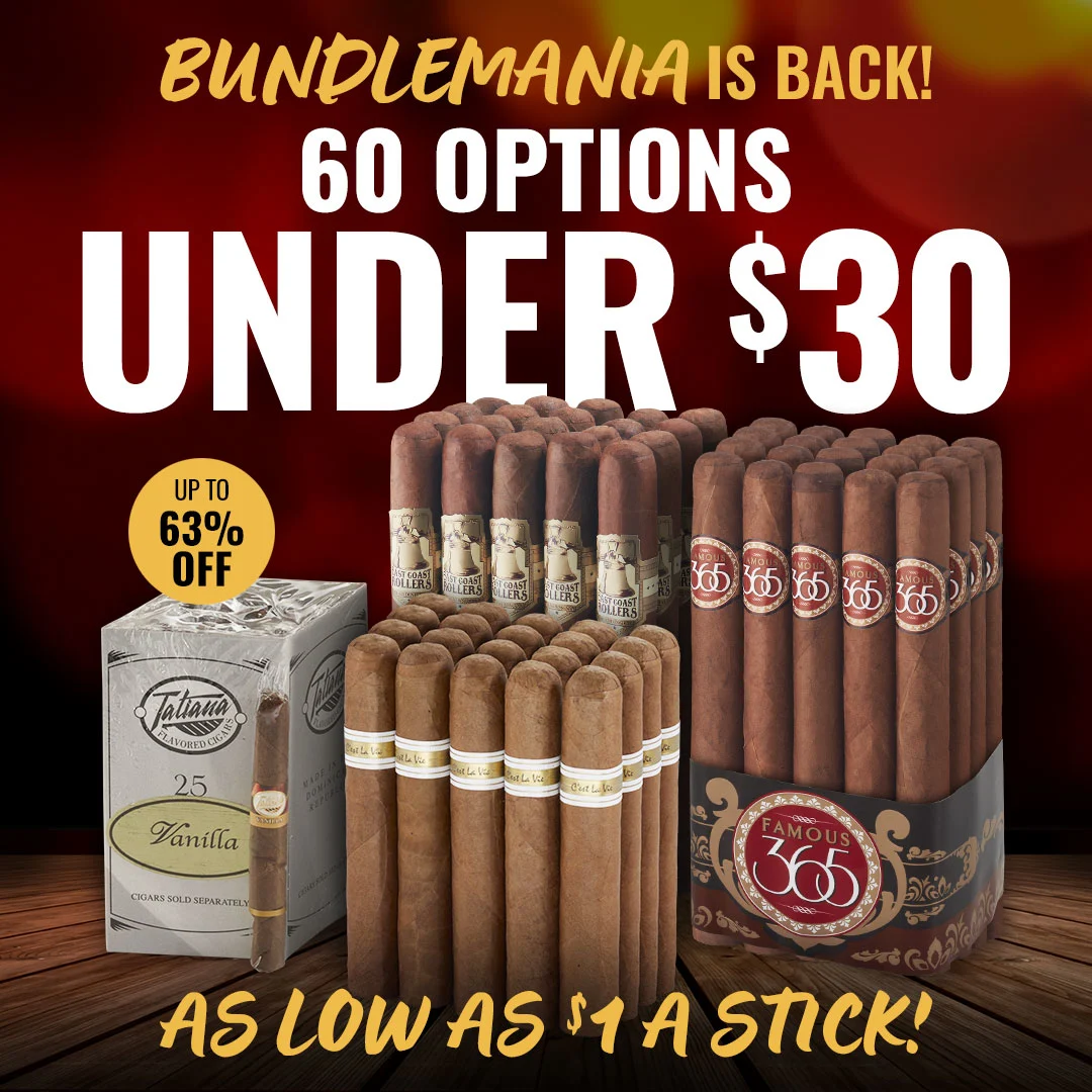 Bundlemania is BACK! Famous Cigars is unloading 60+ bundle cigars all under $30 a piece - Shop now.
