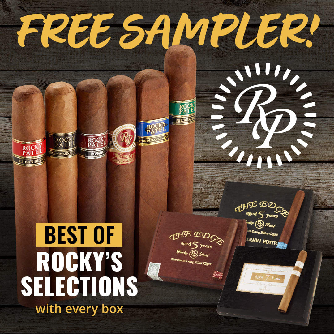 The Rocky Patel Experience: FREE 6-cigar sampler added  to select rocky boxes - Only at Famous!