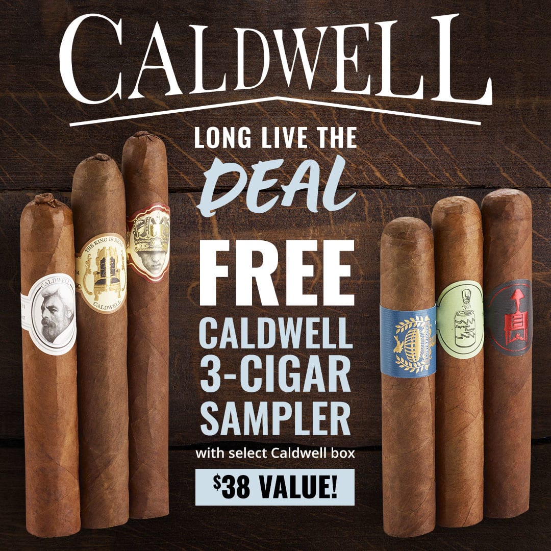 Caldwell cigars Famous Exclusive Offer: Selct Box buys receieve a FREE 3-stick sampler - Shop Now!