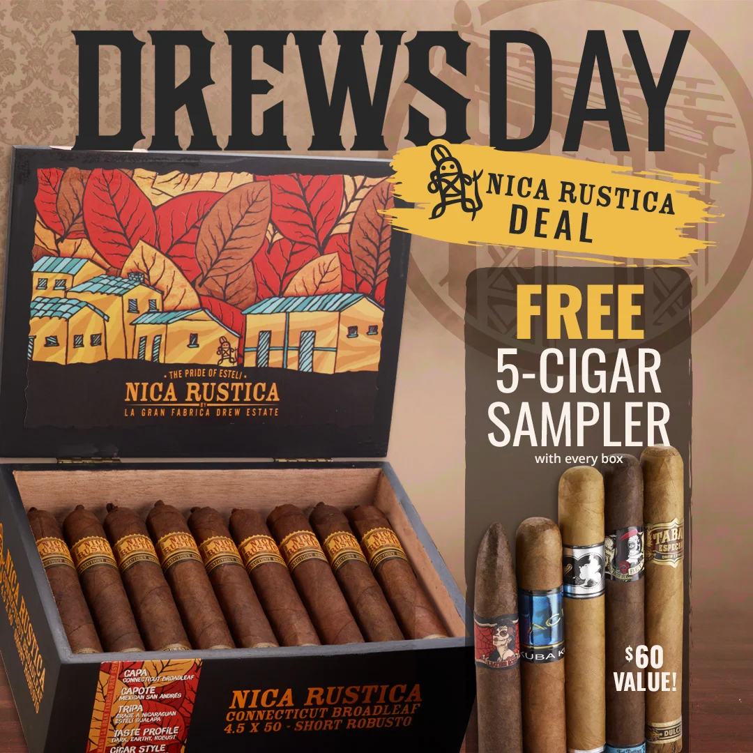 Drew Estate Deal:Get a FREE 5-Cigar Sampler with every Nica Rustica Box - Only at Famous Cigars!