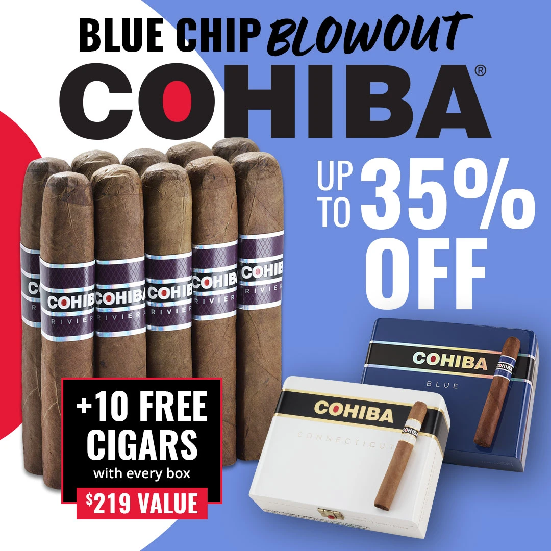 Famous Cigars Double Up Cohiba Bonus! Save up to 35% Off + Get a FREE Cohiba Riviera 10-pack!