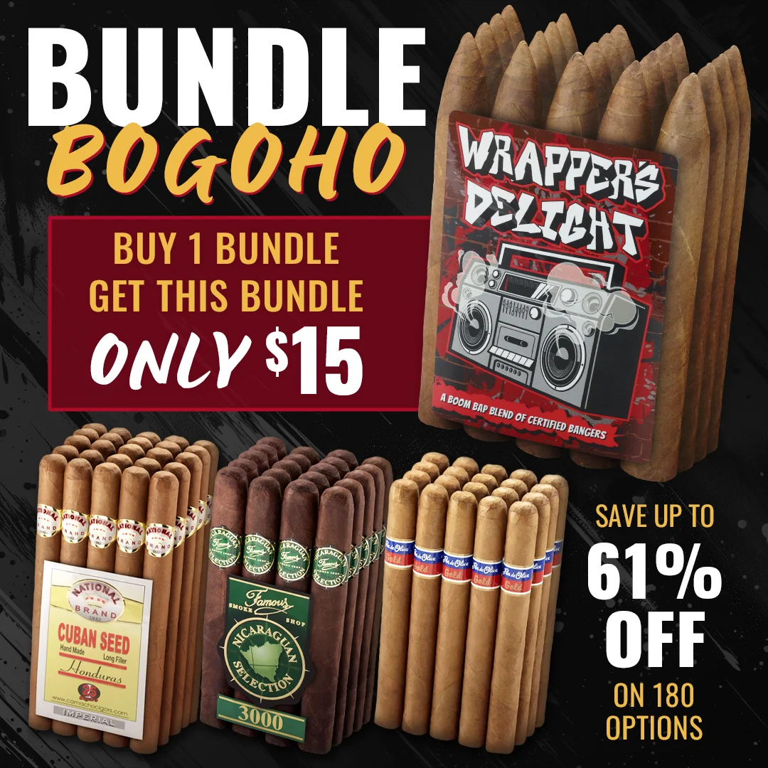 Bundle Savings Deals! Purchase select cigar bundles and get a Wrappers Delight Bundle for JUST $15! Shop now while supplles last!